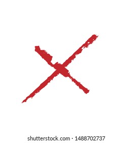 X Marks .Two Red Crossed Vector Brush Strokes. Rejected sign in grunge style.