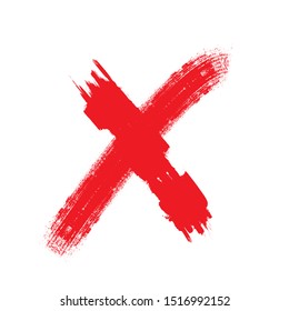 X Marks .Two Red Crossed Vector Brush Strokes. Rejected sign in grunge style.
