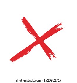 X Marks .Two Red Crossed Vector Brush Strokes. Rejected sign in grunge style.
