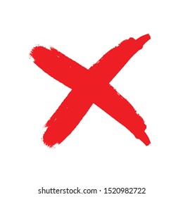 X Marks .Two Red Crossed Vector Brush Strokes. Rejected sign in grunge style.