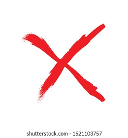 X Marks .Two Red Crossed Vector Brush Strokes. Rejected sign in grunge style.