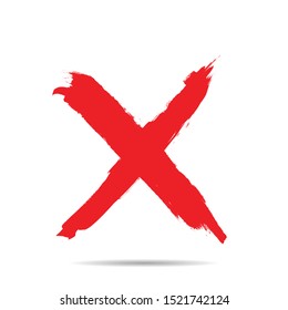 X Marks .Two Red Crossed Vector Brush Strokes. Rejected sign in grunge style.