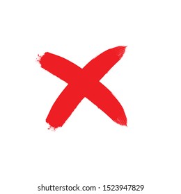 X Marks .Two Red Crossed Vector Brush Strokes. Rejected sign in grunge style.