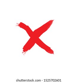 X Marks .Two Red Crossed Vector Brush Strokes. Rejected sign in grunge style.