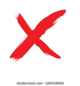 X Marks .Two Red Crossed Vector Brush Strokes. Rejected sign in grunge style.