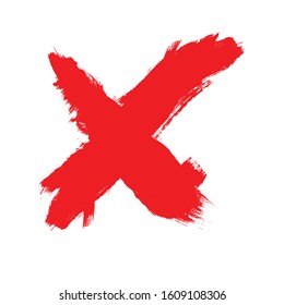 X Marks .Two Red Crossed Vector Brush Strokes. Rejected sign in grunge style.