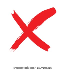 X Marks .Two Red Crossed Vector Brush Strokes. Rejected sign in grunge style.