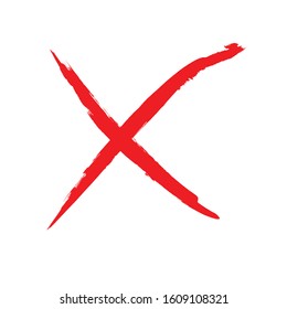 X Marks .Two Red Crossed Vector Brush Strokes. Rejected sign in grunge style.