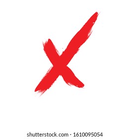 X Marks .Two Red Crossed Vector Brush Strokes. Rejected sign in grunge style.