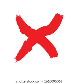 X Marks .Two Red Crossed Vector Brush Strokes. Rejected sign in grunge style.