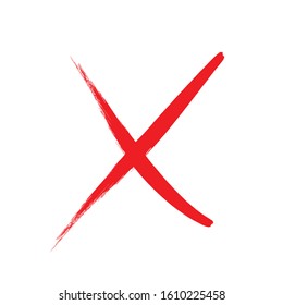 X Marks .Two Red Crossed Vector Brush Strokes. Rejected sign in grunge style.