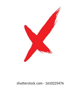 X Marks .Two Red Crossed Vector Brush Strokes. Rejected sign in grunge style.