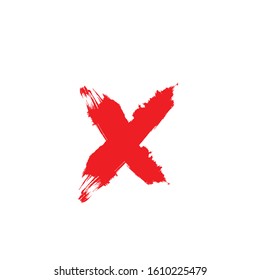 X Marks .Two Red Crossed Vector Brush Strokes. Rejected sign in grunge style.