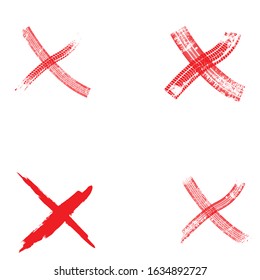 X Marks .Two Red Crossed Vector Brush Strokes. Rejected sign in grunge style.