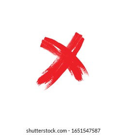 X Marks .Two Red Crossed Vector Brush Strokes. Rejected sign in grunge style.