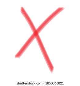 X Marcas .Dos Pisos De Pincel Vector Rojo Cruzado. Firma rechazada en color de burro.
