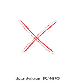 X Marks .Two Red Crossed Vector Brush Strokes. Rejected sign in grunge style.