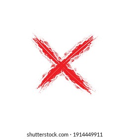 X Marks .Two Red Crossed Vector Brush Strokes. Rejected sign in grunge style.