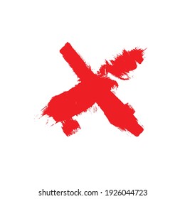 X Marks .Two Red Crossed Vector Brush Strokes. Rejected sign in grunge style.