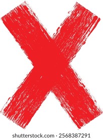 X Marks .Two Red Crossed Vector Brush Strokes. Rejected sign in grunge style. Cross symbol with rough edges