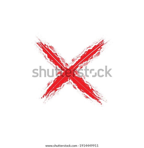 X Marks .Two Red Crossed Vector Brush\
Strokes. Rejected sign in grunge\
style.