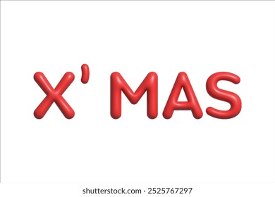 X mas or Christmas letters 3D vector for illustration merry christmas event celebration and element 