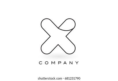 X Monogram Letter Logo With Thin Black Monogram Outline Contour. Modern Trendy Letter Design Vector Illustration.