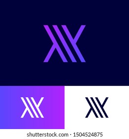 X monogram. X logo. Linear letter on a different backgrounds. The minimalist style. 