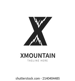 X mountain logo. illustration mountain logo with letter x