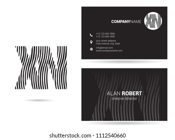 X & N waves joint logo design with business card template