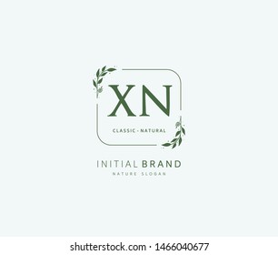 X N XN Beauty vector initial logo, handwriting logo of initial signature, wedding, fashion, jewerly, boutique, floral and botanical with creative template for any company or business.