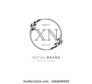 X N XN Beauty vector initial logo, handwriting logo of initial signature, wedding, fashion, jewerly, boutique, floral and botanical with creative template for any company or business.