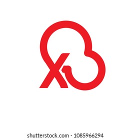 x o initial letter cloud logo vector