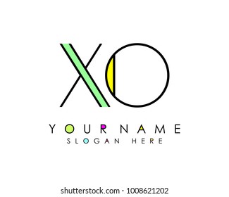 X & O initial minimalist logo template vector