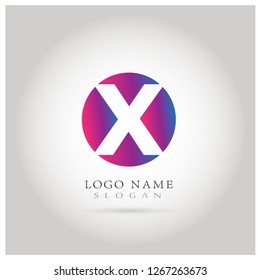 X on Circle Logo. Symbol & Icon Vector Template