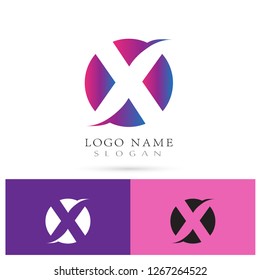 X on Circle Logo. Symbol & Icon Vector Template