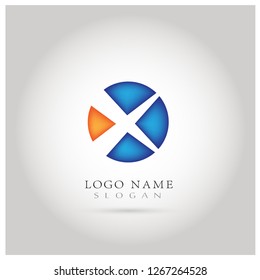 X on Circle Logo. Symbol & Icon Vector Template