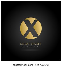 X on Circle Logo. Symbol & Icon Vector Template