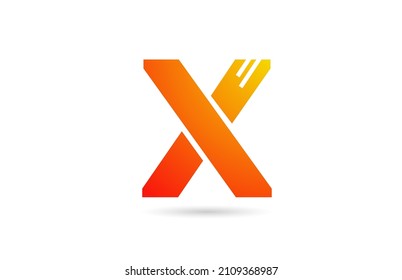 X orange gradient alphabet letter logo icon design. Creative template for business