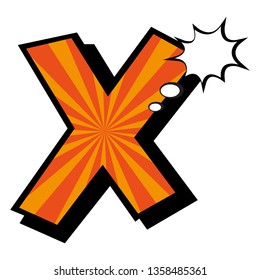 X, Orange Retro Alphabet.