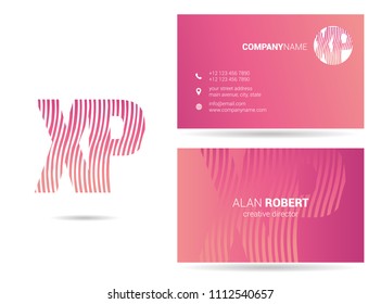 X & P waves joint logo design with business card template