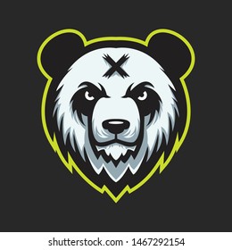 X Panda Mascot Logo Concept Vector Illustration Cartoon. Suitable For Logo, Wallpaper, Banner, Background, Card, Book Illustration, T-Shirt Design, Sticker, Cover, etc