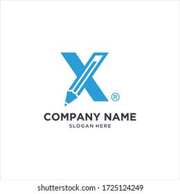 x pencil logo template vector icon