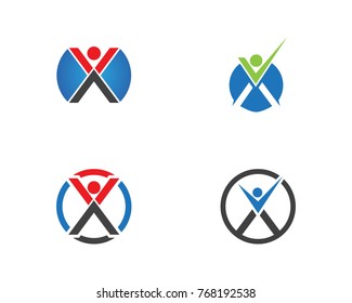 X people logo  design template