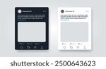 X post template. Twitter style feed mock-up. Social media ad publication 
mock-up. Blog frame Repost like, quote, comment, save, retweet icon. Vector illustration