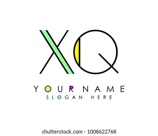 X & Q initial minimalist logo template vector