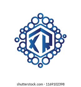 X R Initial letter hexagonal logo vector