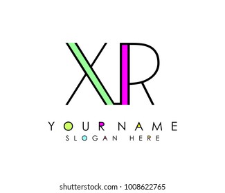 X & R initial minimalist logo template vector