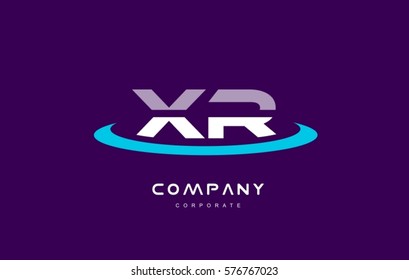 x r xr cyan magenta blue letter combination alphabet vector company logo icon sign design template 