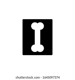 X ray of bones icon vector  in black flat shape design isolated on white background